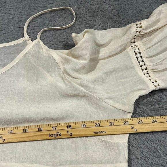 Umgee Boho Peasant Sheer‎ Tunic Top Women's XL Off White Cold Shoulder Bell Slv - Picture 7 of 11